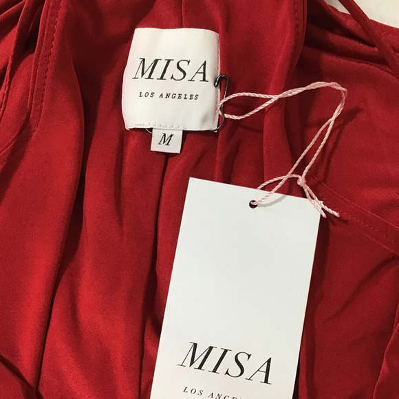 MISA LOS ANGELES SZ M Red Domino Sleeveless V-Neck Mini Dress NWT B14 - Picture 8 of 10